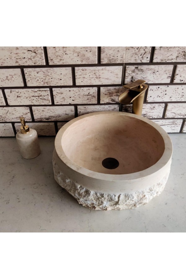 Traverten Natural Patlatma Mermer Lavabo Traverten Natural Patlatma Mermer Lavabo