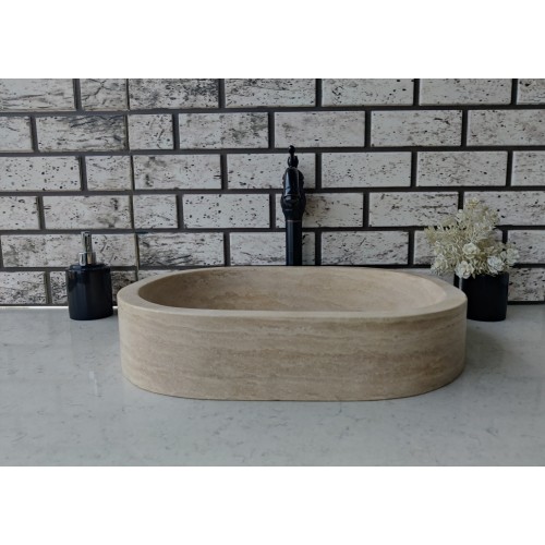 Traverten Oval Mermer Lavabo