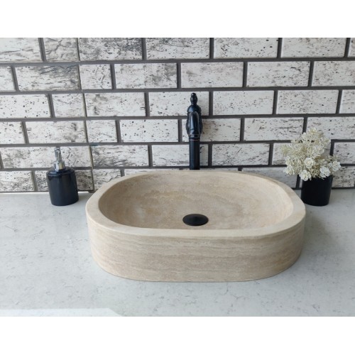 Traverten Oval Mermer Lavabo