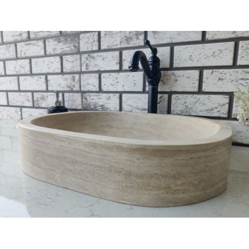 Traverten Oval Mermer Lavabo