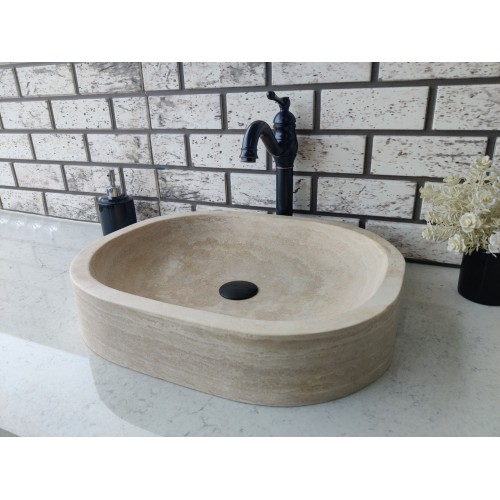 Traverten Oval Mermer Lavabo