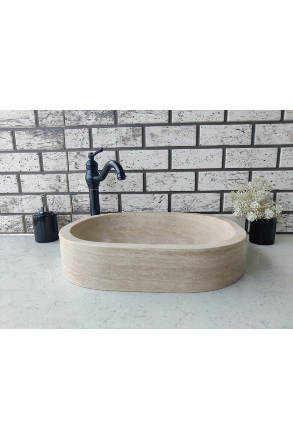 Traverten Oval Mermer Lavabo Traverten Oval Mermer Lavabo