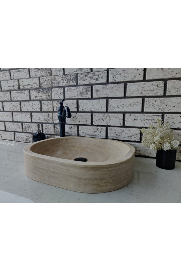 Traverten Oval Mermer Lavabo Traverten Oval Mermer Lavabo