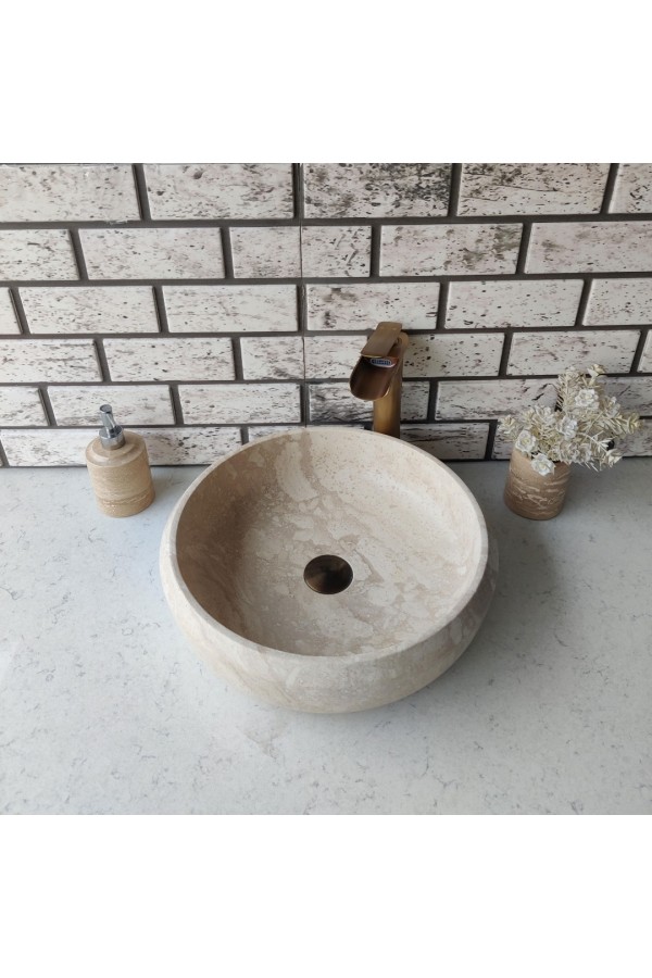 Traverten Pahlı Mermer Lavabo Traverten Pahlı Mermer Lavabo
