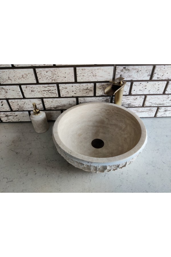 Traverten Çanak Patlatma Mermer Lavabo Traverten Çanak Patlatma Mermer Lavabo