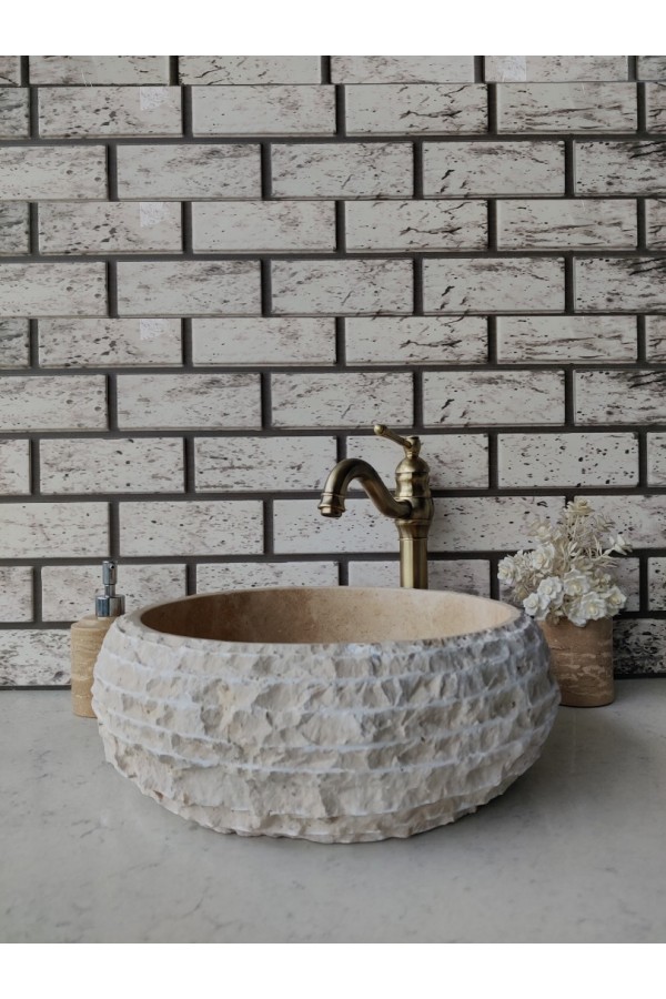 Traverten Teker Patlatma Mermer Lavabo Traverten Teker Patlatma Mermer Lavabo