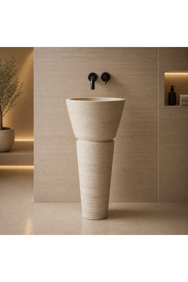 Traverten Üçgen Dikey Lavabo