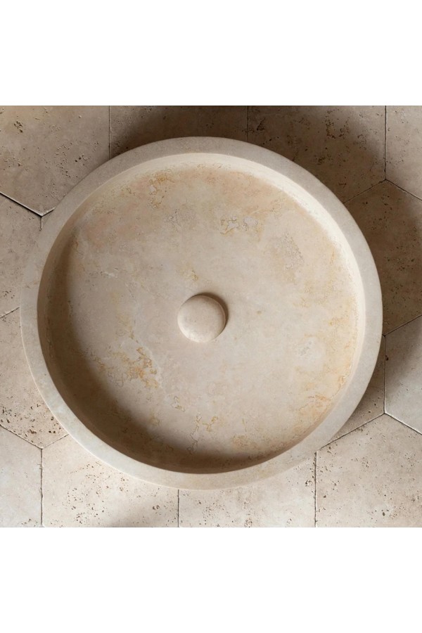 Traverten Yarım Silindir Mermer Lavabo Traverten Yarım Silindir Mermer Lavabo
