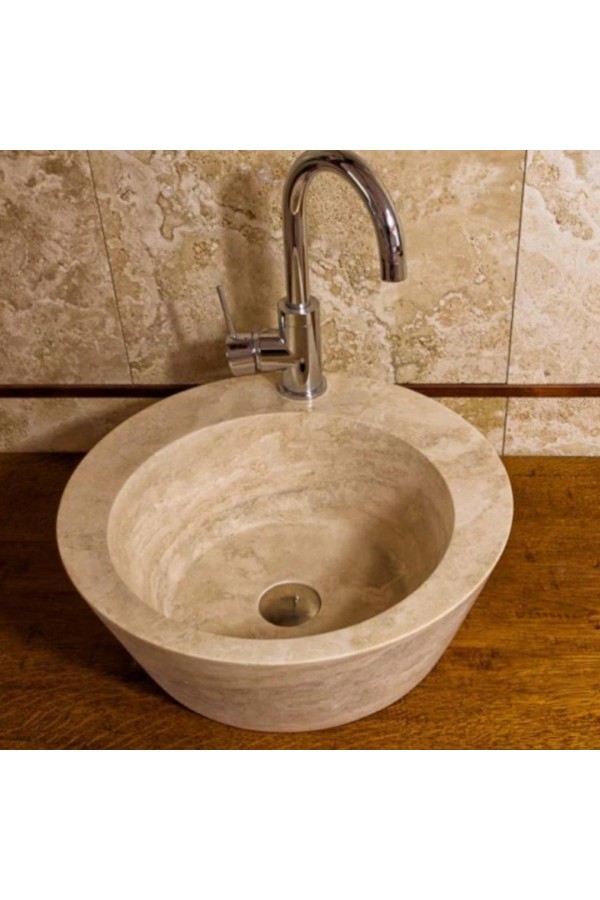 Traverten Yuvarlak Mermer Lavabo Traverten Yuvarlak Mermer Lavabo