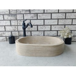 Traverten Oval Mermer Lavabo