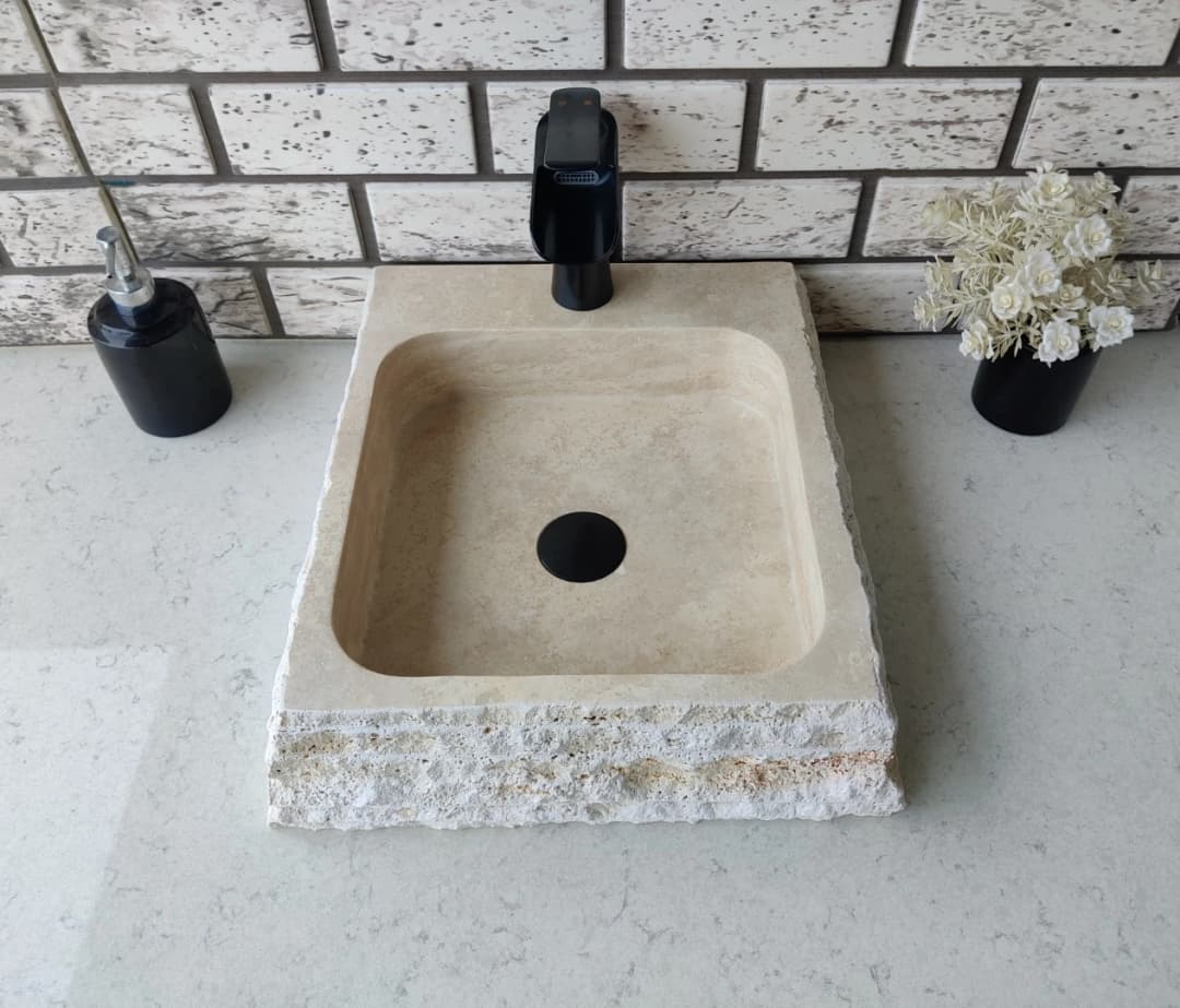 Traverten Mikro Patlatma Mermer Lavabo 4