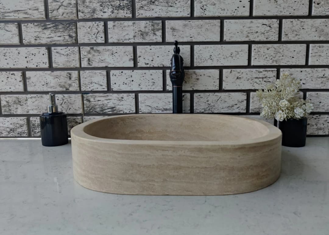 Traverten Oval Mermer Lavabo 3