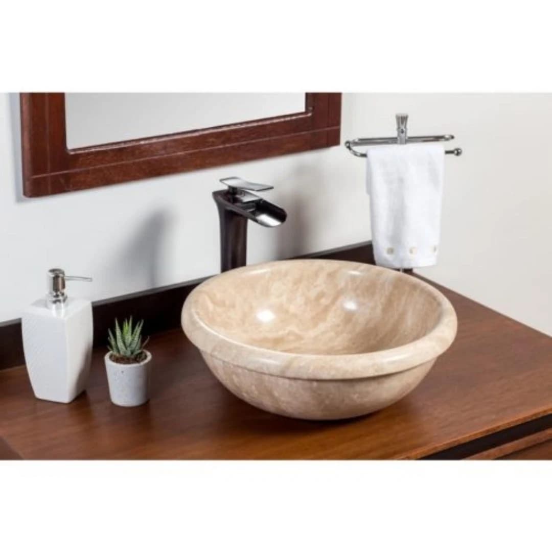 Traverten Gear Yuvarlak Mermer Lavabo 1