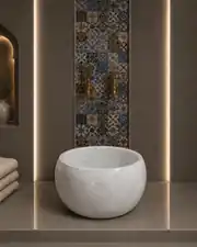 Beyaz Modern Düz Mermer Kurna 1