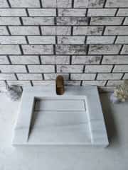 Beyaz Gizli Giderli Köşe Mermer Lavabo 4