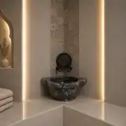 Karaca Siyahı Düz Köşeli Mermer Kurna 1