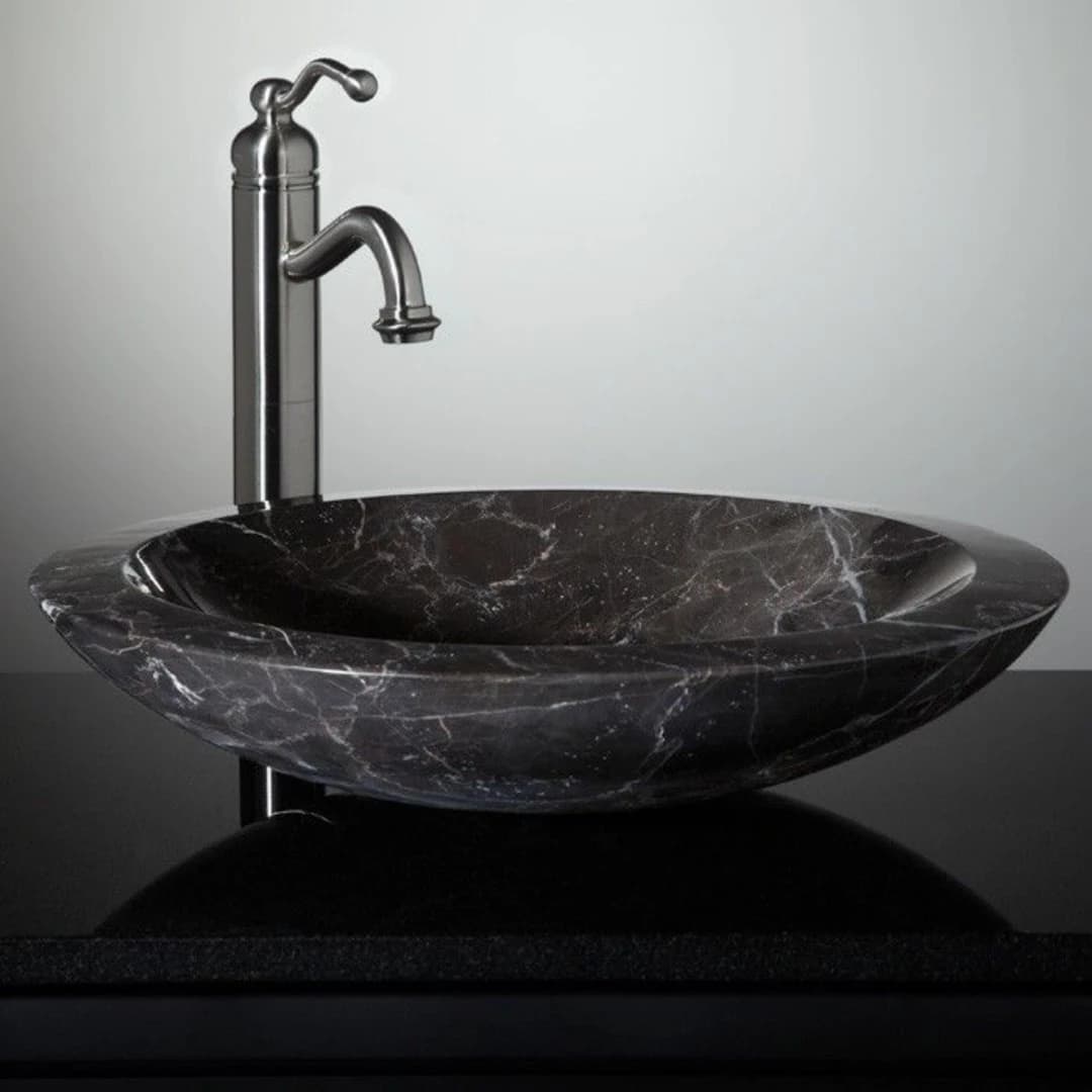 Toros Siyahı Düz Çanak Mermer Lavabo 1