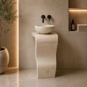 Bej Sole Dikey Mermer Lavabo 1