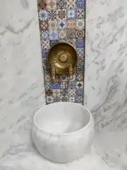 Beyaz Modern Düz Mermer Kurna 4