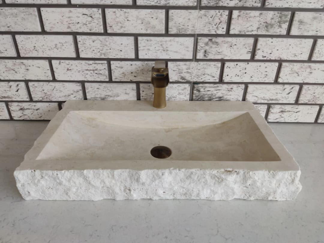 Traverten Yay Patlatma Mermer Lavabo 4