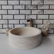 Traverten Silindir Mermer Lavabo 1