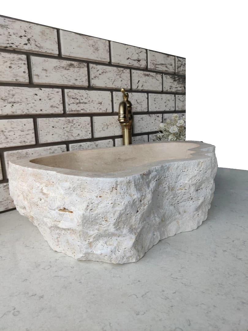 Traverten Natural Elips Mermer Lavabo 7