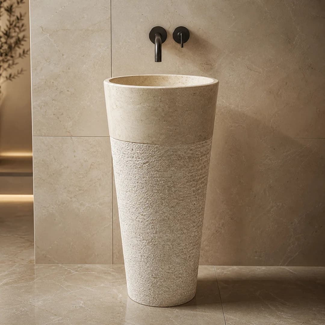 Traverten Külah Dikey Mermer Lavabo