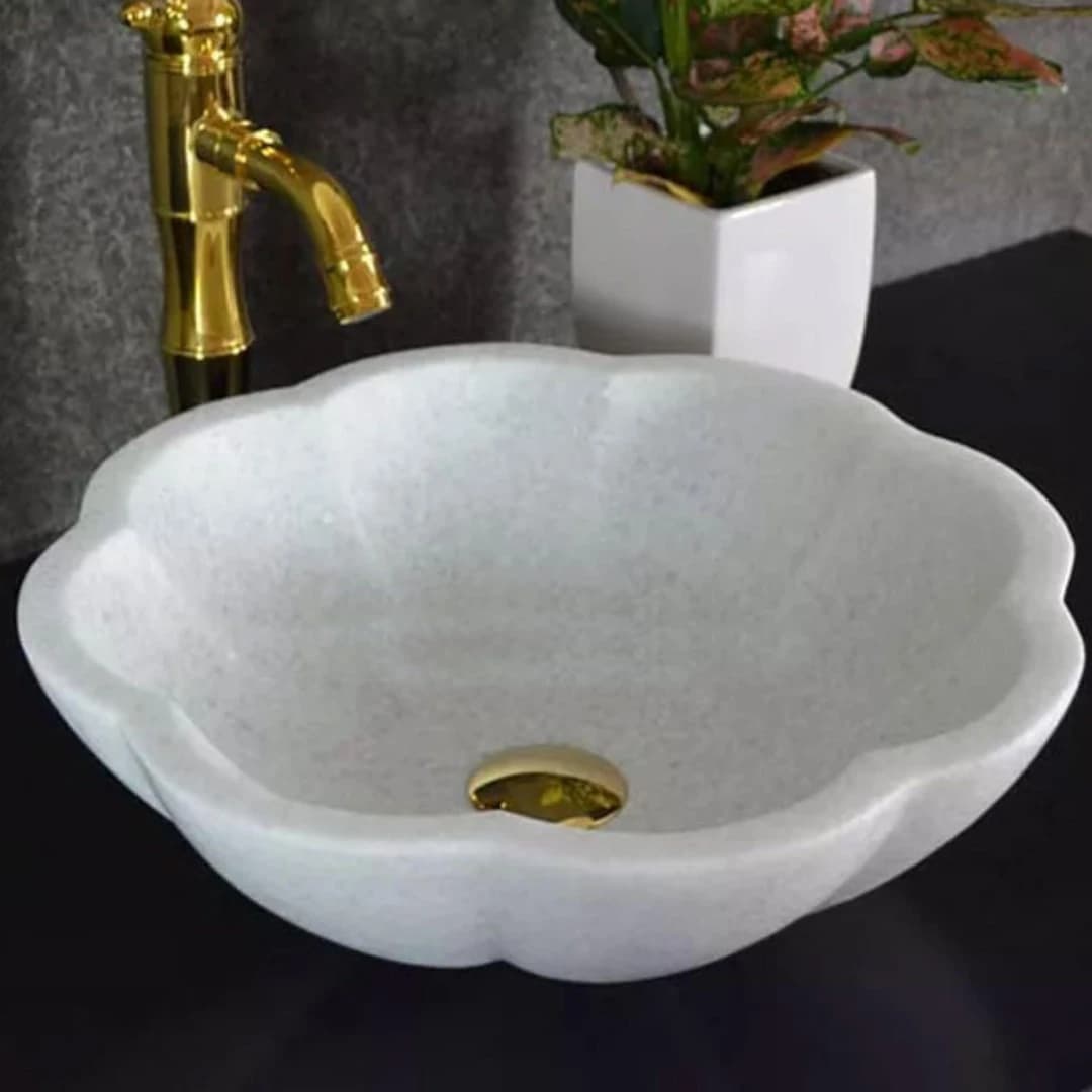 Beyaz Papatya Mermer Lavabo 1