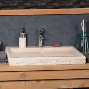 Bej Patlatma Dikdörtgen Mermer Lavabo 1