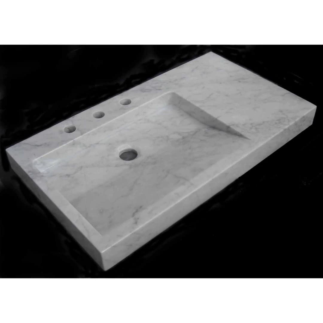 Beyaz Egzotik Tezgahlı Mermer Lavabo 1