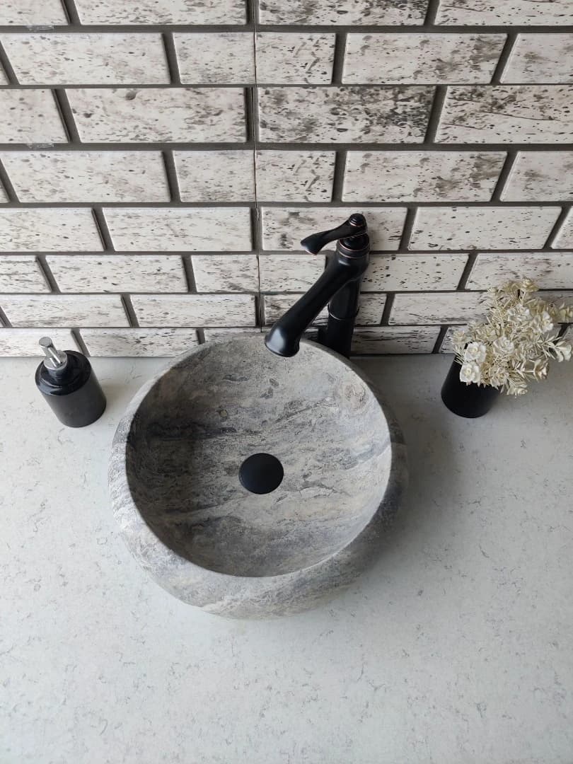 Silver Teker Mermer Lavabo 3