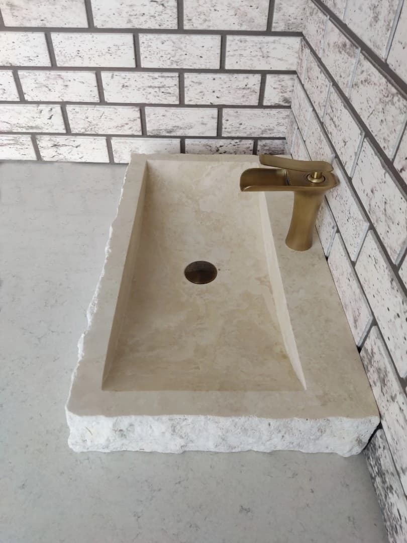 Traverten Yay Patlatma Mermer Lavabo 7