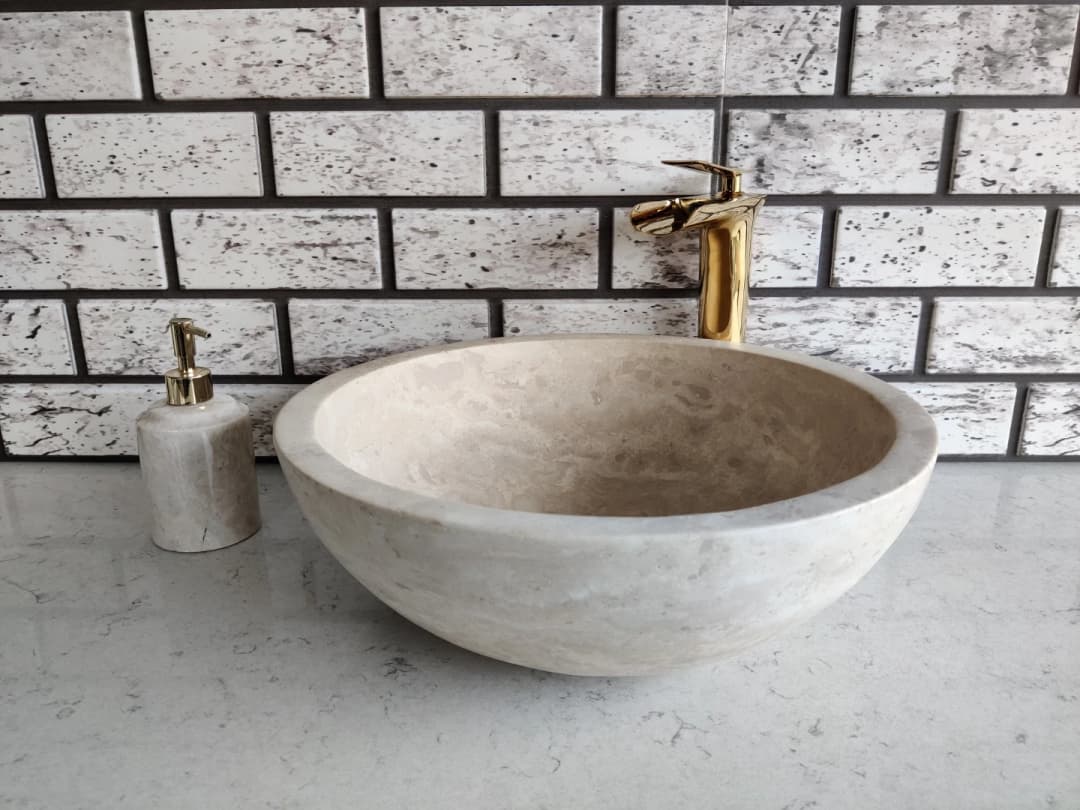 Traverten Çanak Mermer Lavabo 5