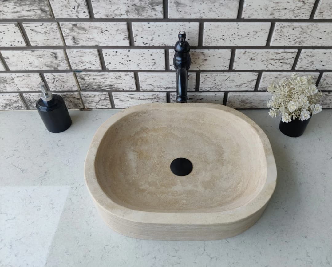 Traverten Oval Mermer Lavabo 6