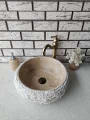 Traverten Teker Patlatma Mermer Lavabo 4