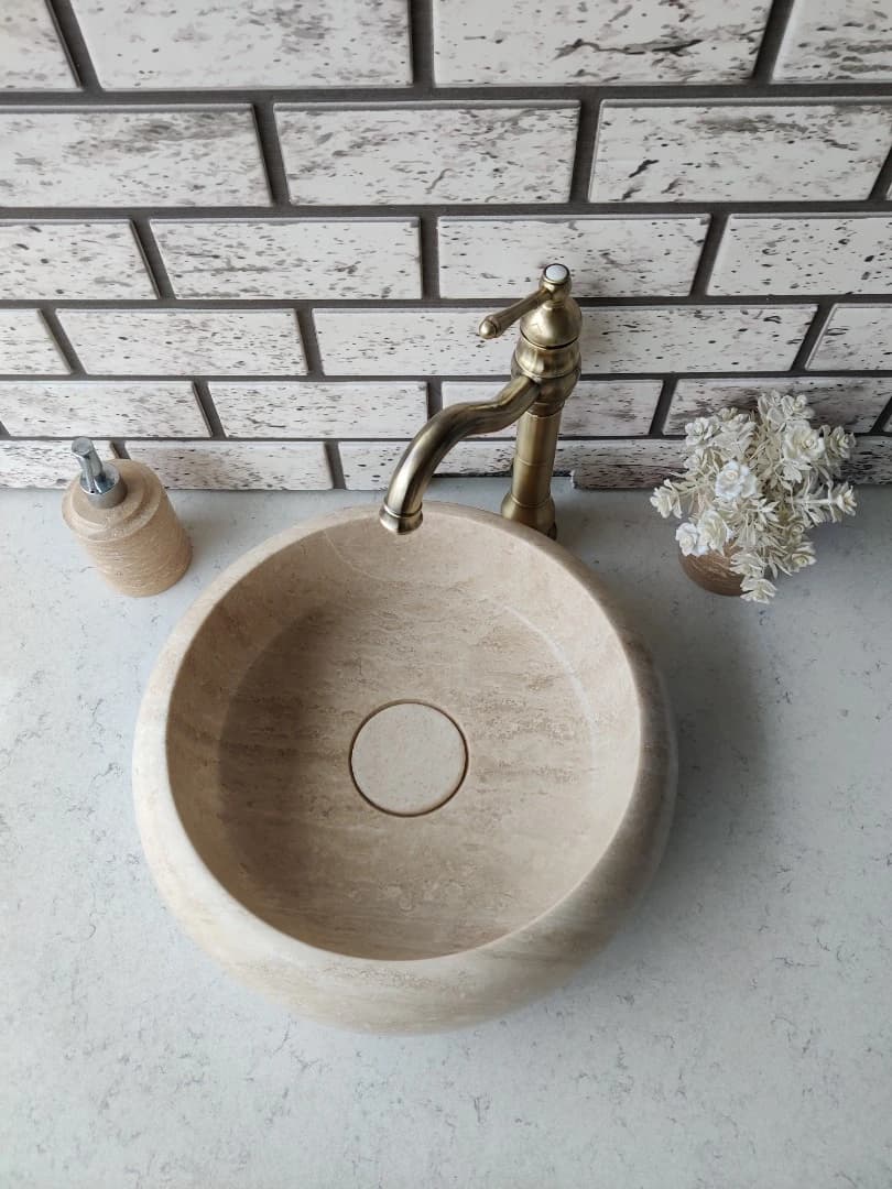 Traverten Lid Teker Mermer Lavabo 2