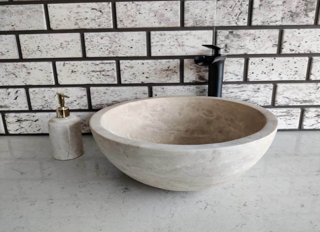 Traverten Çanak Mermer Lavabo 1