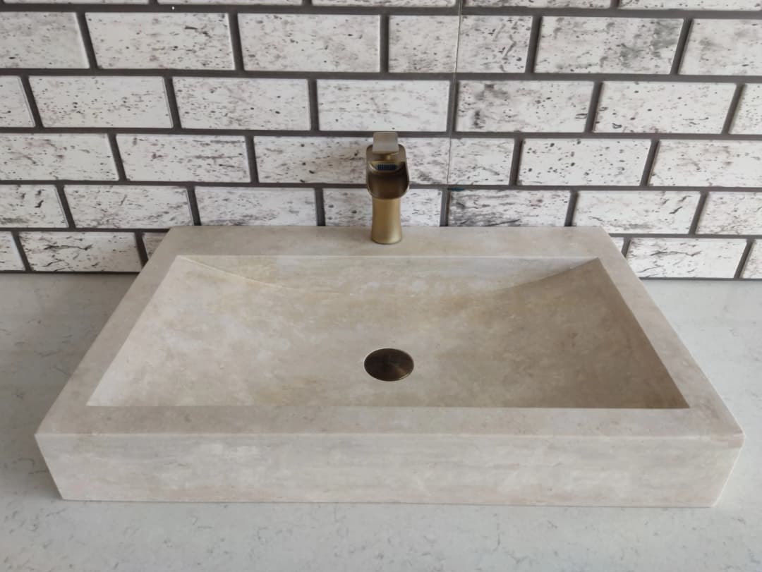 Traverten Yay Köşe Mermer Lavabo 3