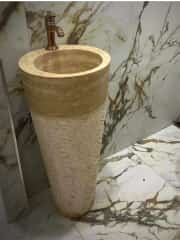 Traverten Batarya Çıkışlı Dikey Mermer Lavabo 2