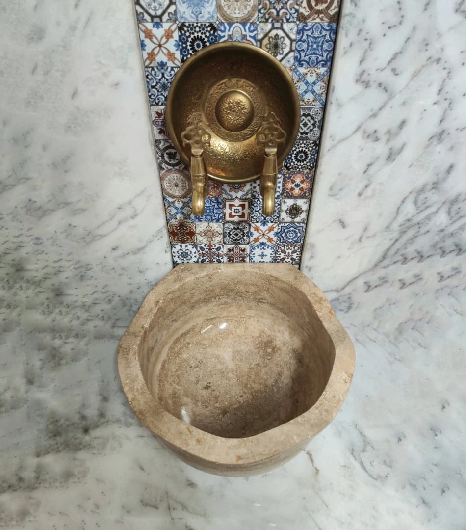 Traverten Fırfır Düz Mermer Kurna 4