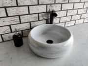 Beyaz Teker Mermer Lavabo 3