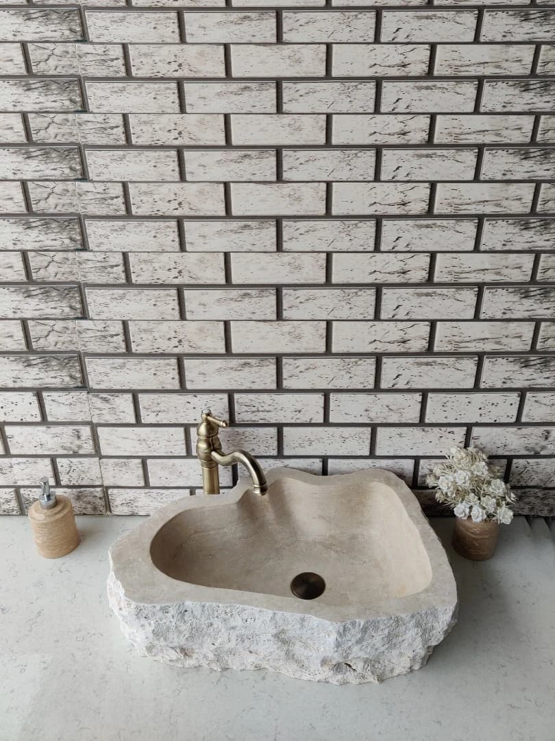 Traverten Natural Elips Mermer Lavabo 9