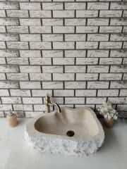 Traverten Natural Elips Mermer Lavabo 9