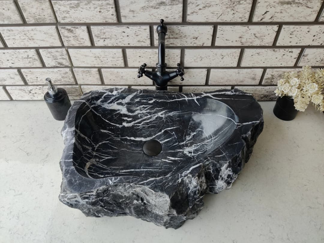 Toros Siyahı Natural Elips Mermer Lavabo 4