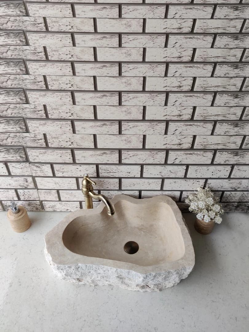 Traverten Natural Elips Mermer Lavabo 10