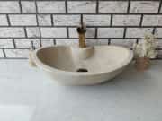 Traverten Elips Tap Mermer Lavabo 2