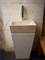 Bej Kare Dikey Mermer Lavabo 2
