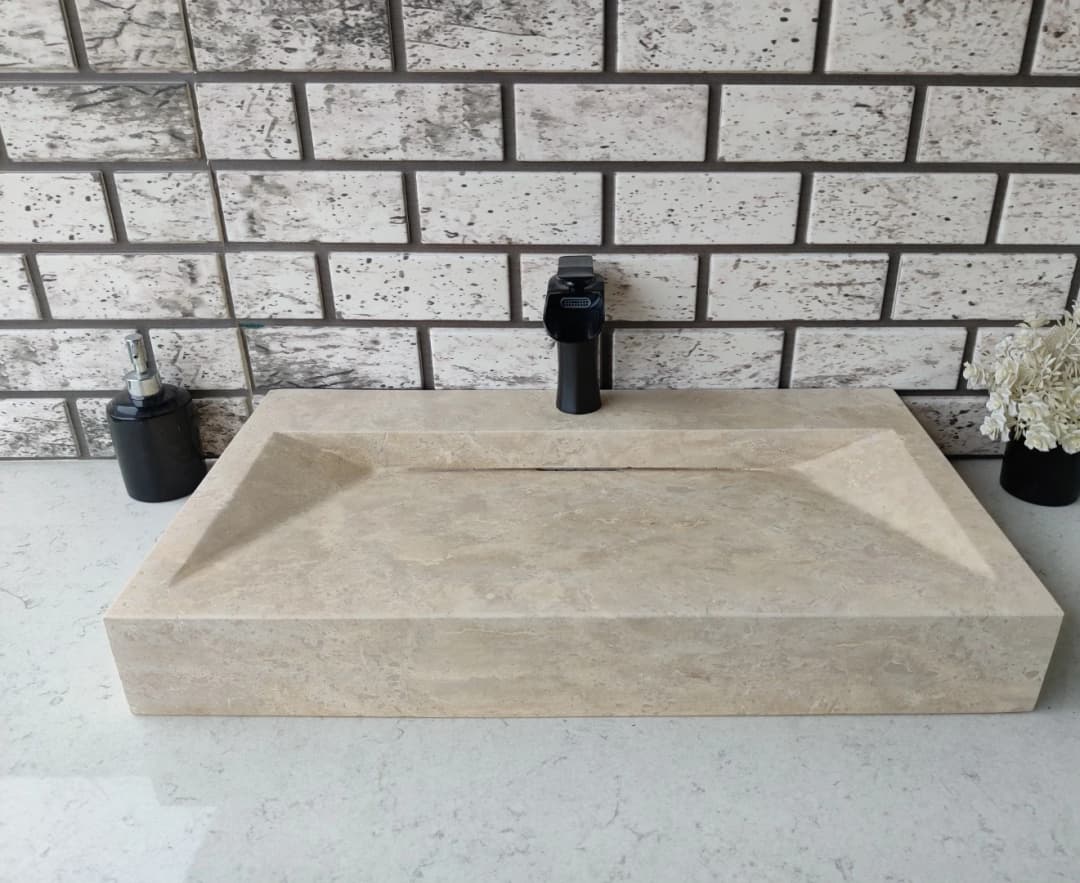Traverten Gizli Giderli Mermer Lavabo 3