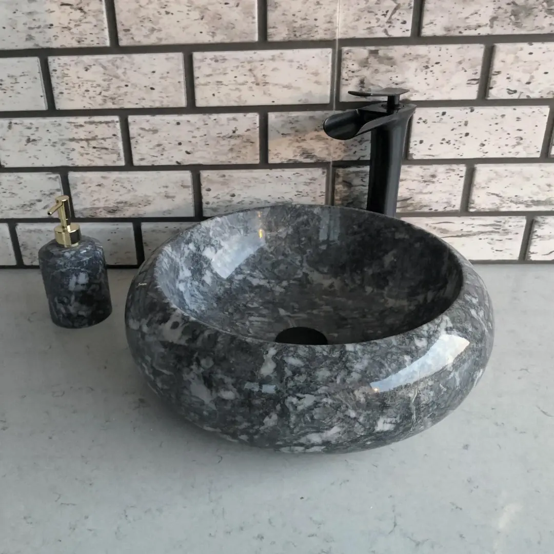 Karaca Siyahı Teker Mermer Lavabo