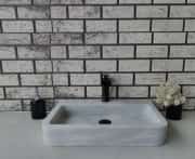 Beyaz Oval Step Mermer Lavabo 4